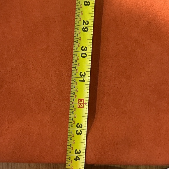 Calvin Klein Faux Suede Dress Burnt Orange Size 4 Gold Zip Circle Pull Accent - Picture 9 of 9